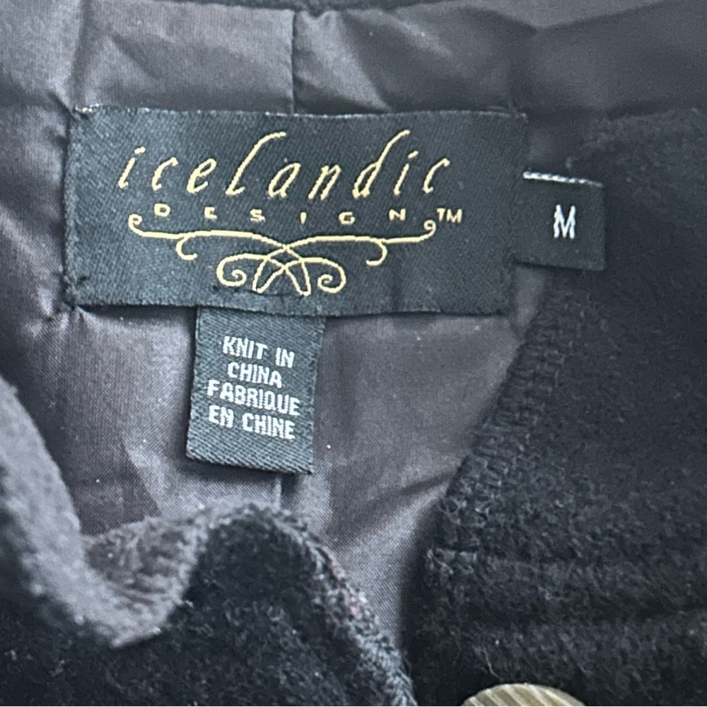 Icelandic Design Wool Vest Womens Medium Black Embroidered Lined Nordic Boho - Picture 5 of 7